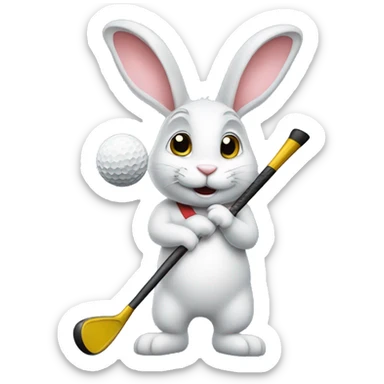 Rabbit with golf clubs sticker