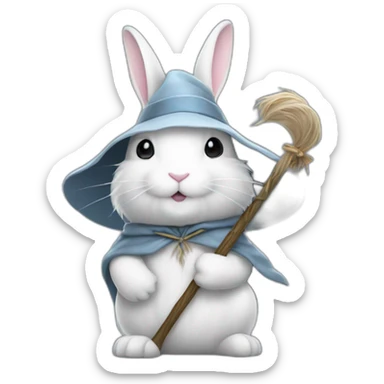Gandalf the white bunny with staff and hat sticker