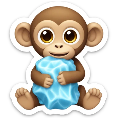 Light brown body, light blue eyes, baby monkey, jellycat stuffed animal sticker