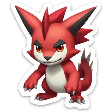 Full body cute cool Guilmon-Zoroark-Zangoose-Incineroar sticker