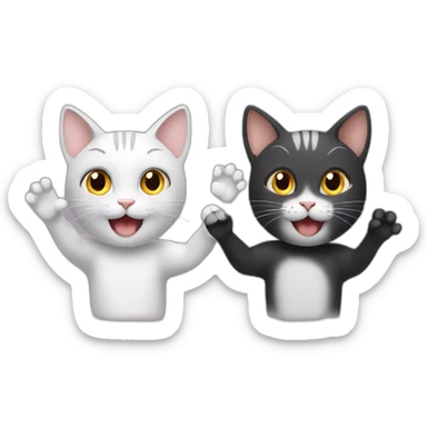 two cats being neighbors that say hello and wave sticker