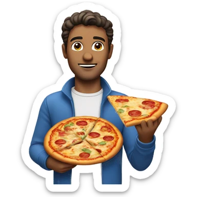italian guy with a pizza in his hand sticker