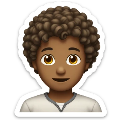 boy with curly hair and brown eyes sticker