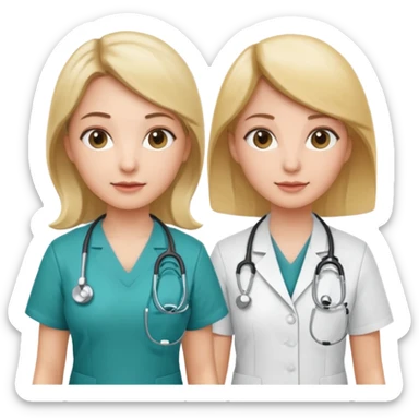 female doctor and ultrasound technician sticker