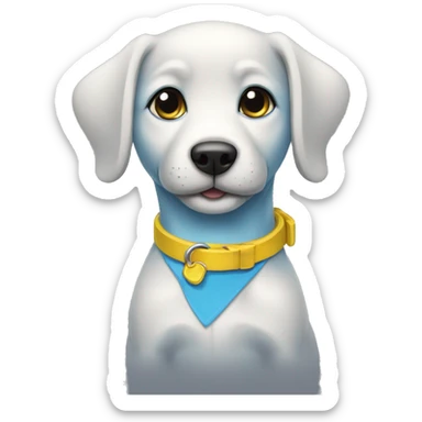 Blue puppy with yellow collar sticker