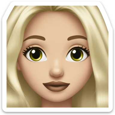 Light blonde balayage girl green eyes long hair mauve lips rosy cheeks looks like me sticker