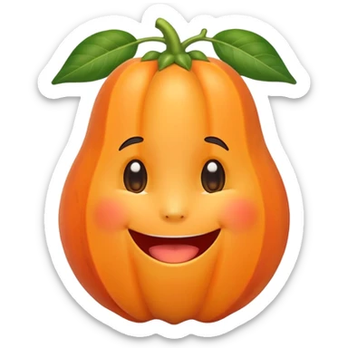 Chibi sticker style papaya with a smiling face cute and exaggerated  sticker