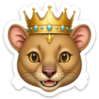 Fossa animal wearing a crown looks arrogantly smiley sticker