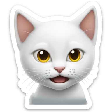 White kitten angry hissing  sticker
