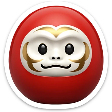daruma doll, Round body, smooth glossy surface, red primary color with gold details. sticker