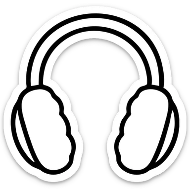 white winter ear muffs, detailed illustration sticker