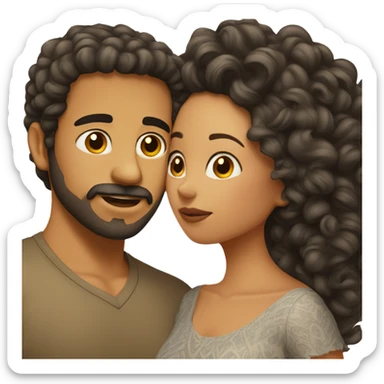 Mexican guy with facial hair and tan curly hair girl kissing sticker