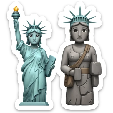 Estatua de la Libertad y estatua de moai juntas. sticker