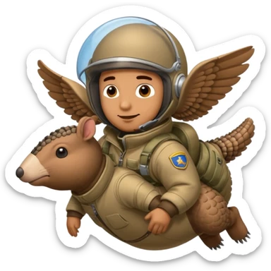 Man flying in the sky of armadillos sticker