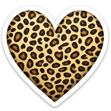 leopard print heart sticker