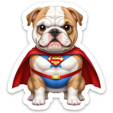 bulldog ingles traje super héroe sticker