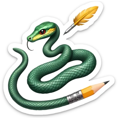 pencil and feather with snake around then sticker
