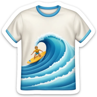 3D emoji-style icon of a t-shirt with a surf wave, soft and smooth texture, realistic lighting and shadows.
 sticker