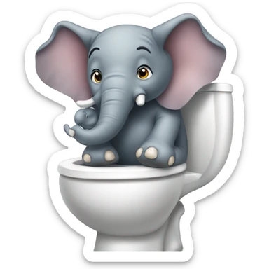 Elephant sitting on toilet sticker