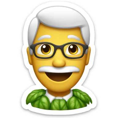 Basil emoji with a happy expression sticker
