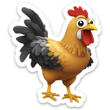 pollo saltando y volando sticker