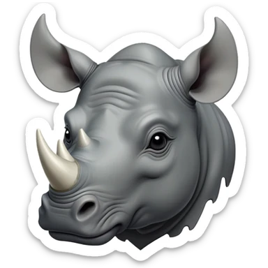 cinematic-noble--rhinoceros-portrait-emoji,slate-grey-hide-poised-and-regal,-with-a-massive,-powerful-build-and-a-thick,--deep-set-soulful-piercing-eyes,-simplified-yet-sharp-and-sophisticated-features,-highly-detailed,-large-black-eyes, white horn, front facing sticker