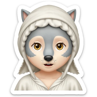 the wolf in grandma's nightgown and cap in the little red riding hood story sticker