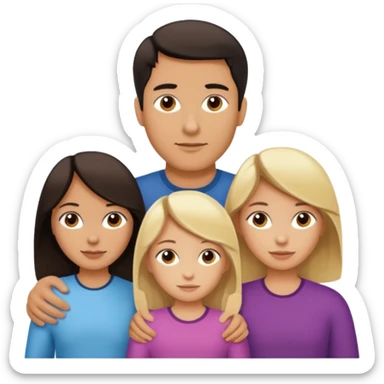 Familia de 4 personas : Hombre pelo oscuro, Mujer pelo cafe, hija 1 pelo mono , hija 2 pelo oscuro. sticker