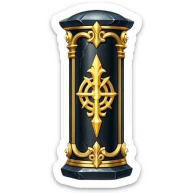 gothic obsidian pillar with golden details and a baroque and mystic atmosphere and glowing arcane sigils sticker