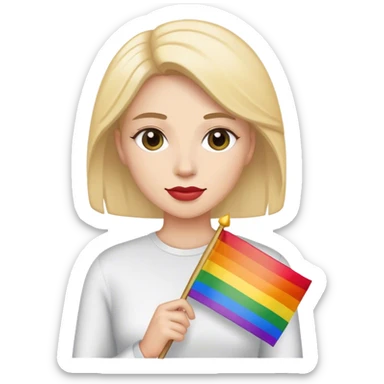 woman with lgbt flag sticker