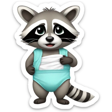 Raccoon in diaper sticker