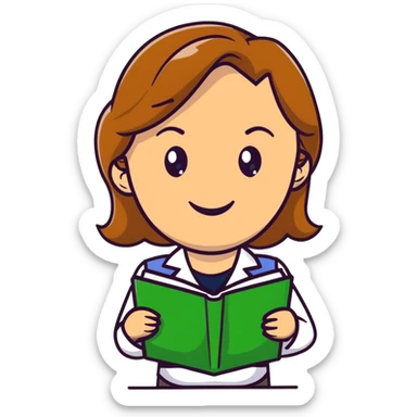 smiling teacher with light brown hair and green eyes sticker