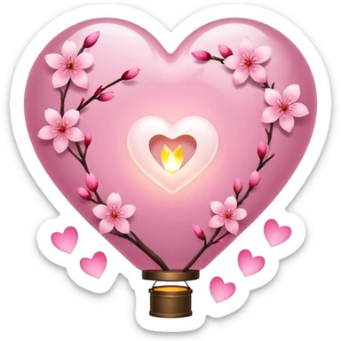 sakura heart with a floating lantern sticker