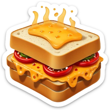 spicy sucuk sandwich object icon, toasted bread, sliced spicy sucuk inside, melted cheese, red chili peppers, steam coming out, 3D cartoon, mobile game icon style, centered, clean background, soft shadow, no text, no watermark
 sticker