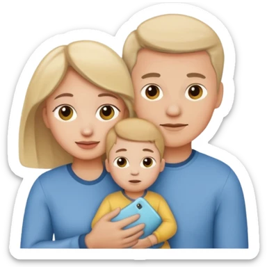 Parents holding a kid sticker