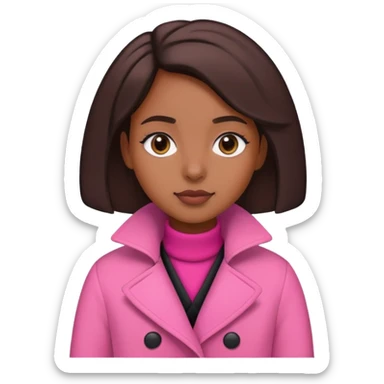 Brown skin girl wearing a pink and black coat sticker