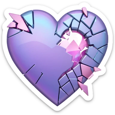 Broken purple heart with a broken light pink heart sticker
