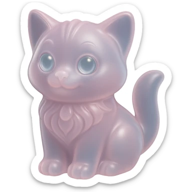 Make the pastel pink kitten candy extra glossy and shiny with a transparent background, emphasizing a smooth and reflective surface that enhances the candy's pastel pink color and cute kitten features. sticker