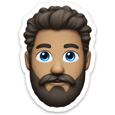 A handsome man with blue eyes, wild hair, a dense moustache and beard inspired by KGF movie character  sticker