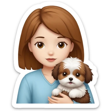 Girl holding shitzu sticker