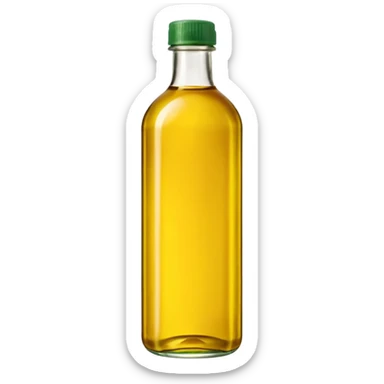 1 liter bottle of vegetable oil, simple apple style emoji, yellow label, green cap sticker