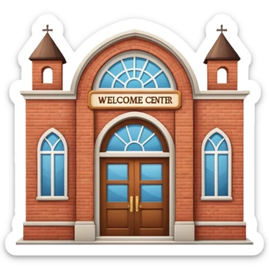 Community center building with a welcome sign sticker