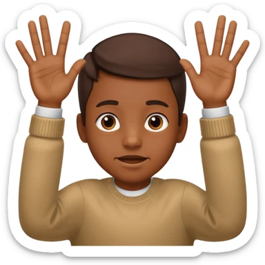  67 kid saying 67 with his two hands up and down sticker