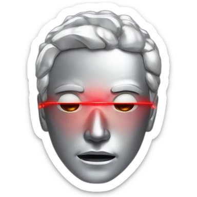 A silver human head with red laser beam coming out of eyes  sticker