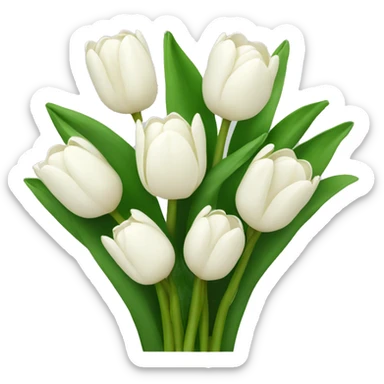 white tullips bouquet sticker
