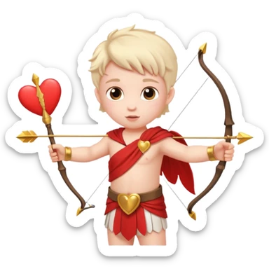Cupid with his magical bow and arrow shooting love hearts sticker