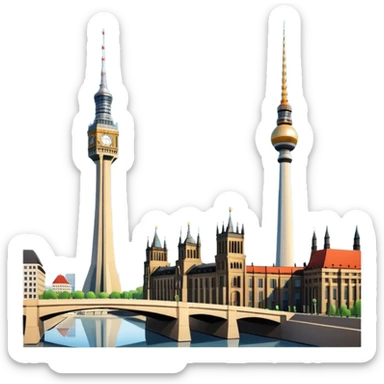 berlin television tower versus big ben tower sticker