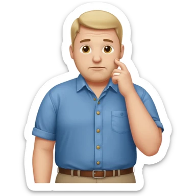 stocky man with hand on chin full length sticker