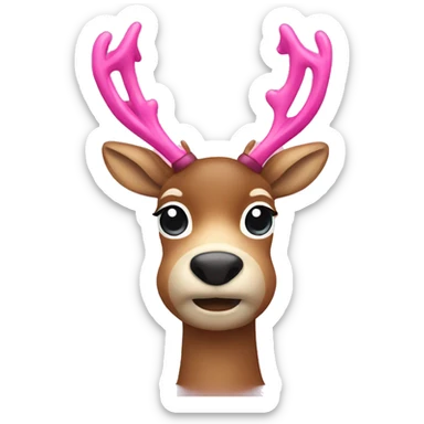 reindeer with pink bow on the head sticker