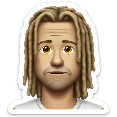 sad brad pitt with dreadlocks realistic sticker
